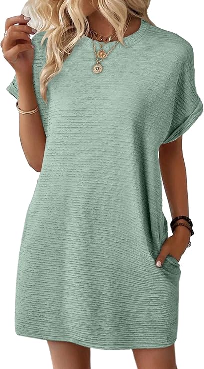 EVALESS Womens Summer Dresses Fashion 2025 Short Sleeve Spring Mini Dress Casual